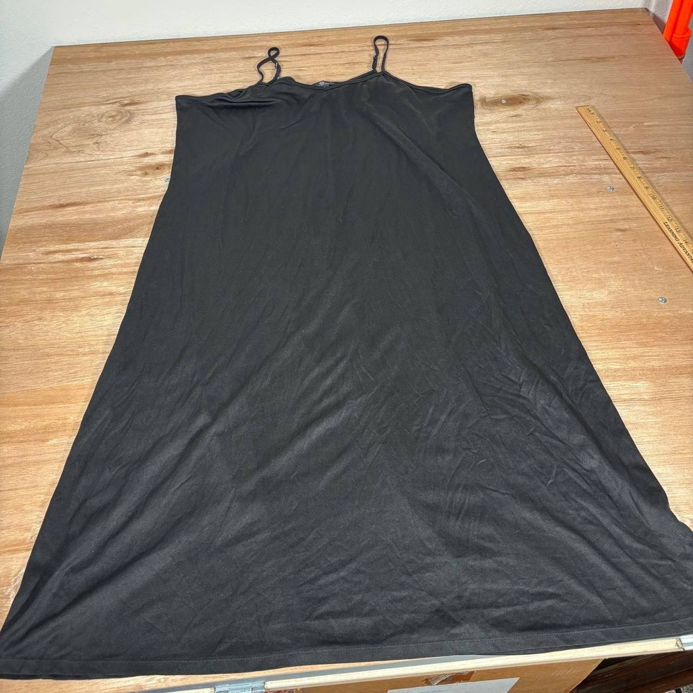 Curations Womens Black A-Line Midi Slip Dress Adjustable Straps Plus Size 1X